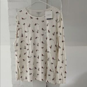 NWT Croft&barrow long sleeve Tee with red cardinals